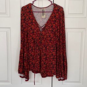 Free People romper, flared sleeves